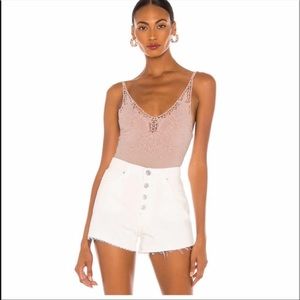 Free People Lea Lace Floral Bodysuit Back Strap